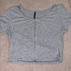 zip up grey shirt!